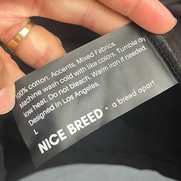 Nice Breed Crew Neck Double Collar tee 3/4 Length Sleeves Unisex Oversized EE-03 - Picture 4 of 6